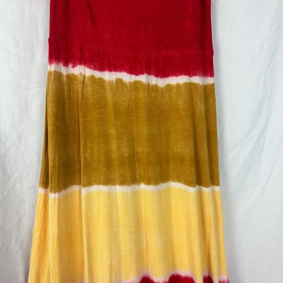 Lucky Brand Swim Coverup Dress Skirt Tie Dyed Red Gold Womens Size M/L - Picture 5 of 9